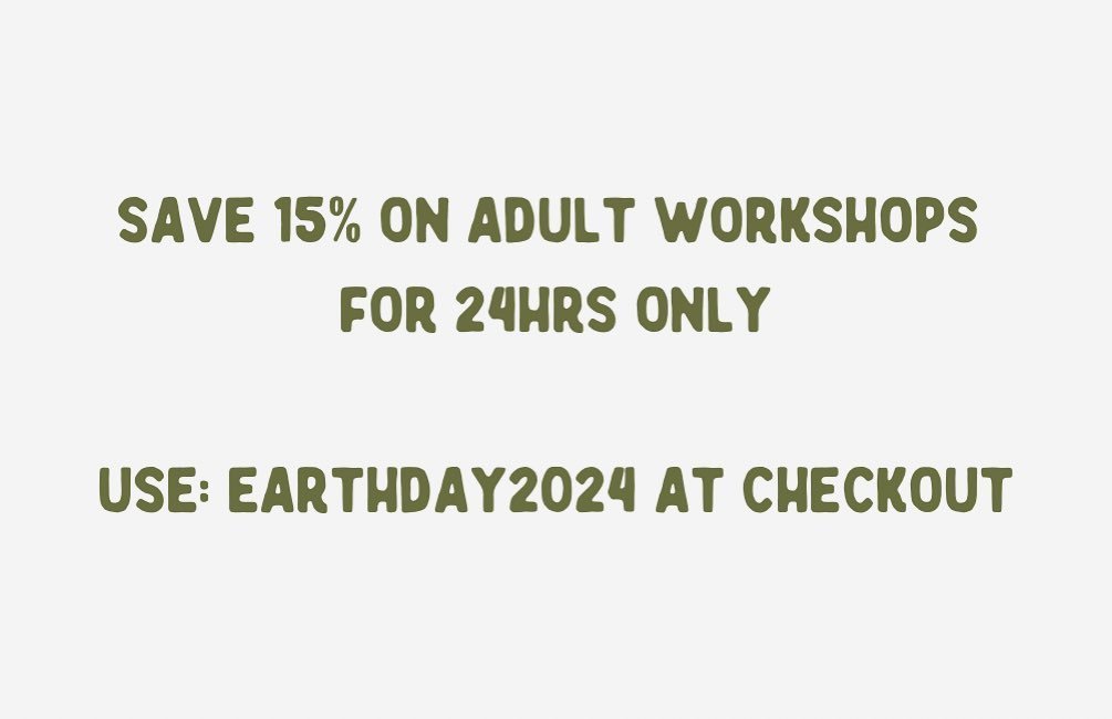 Celebrate Earth Day 2024 with 15% off our upcoming adult workshops.
-
To help provide a little more access and opportunity for people to connect with nature, and to help meet this year&rsquo;s Earth Day goal of reducing plastic production, we are off