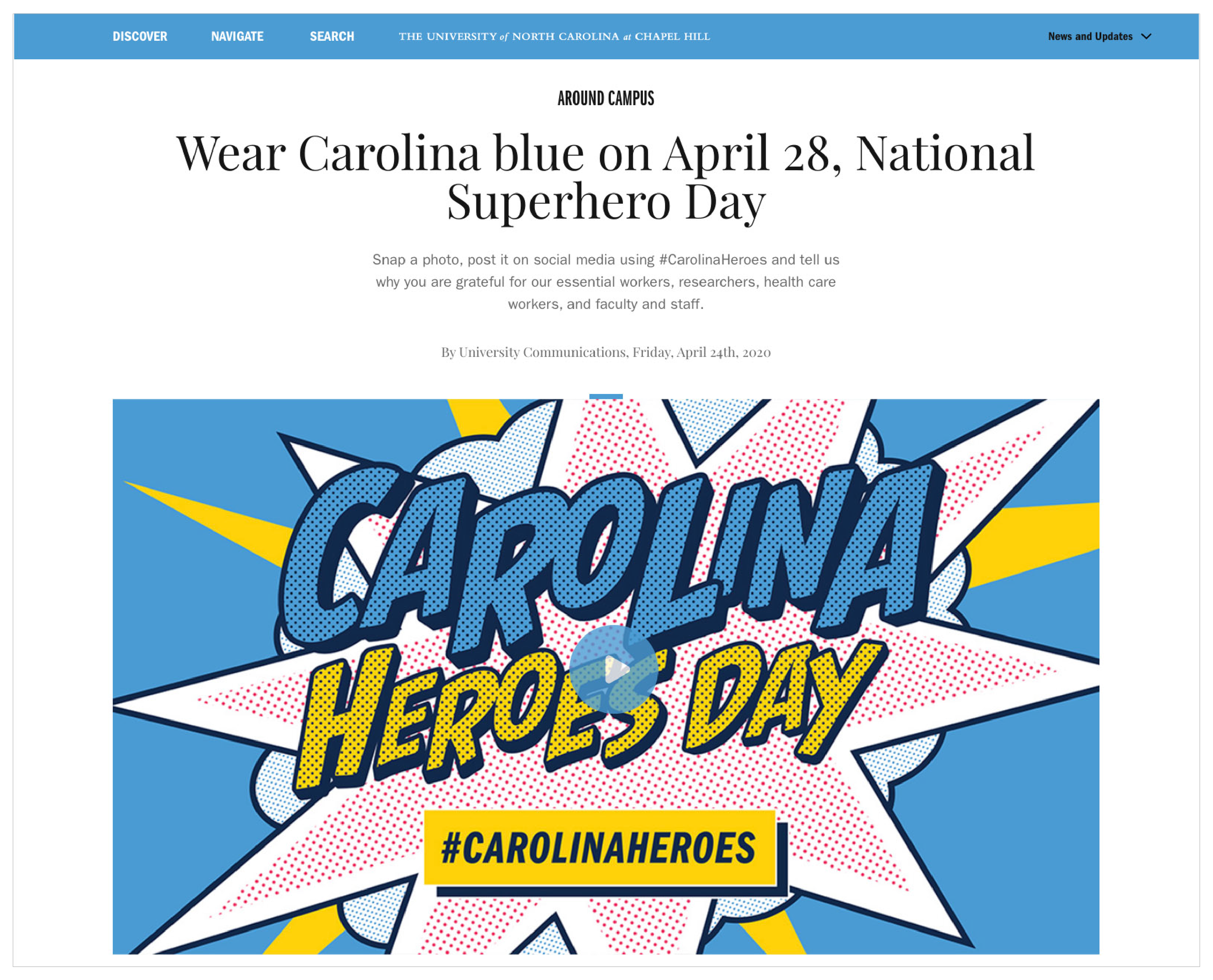 UNC’s The Well newsletter homepage
