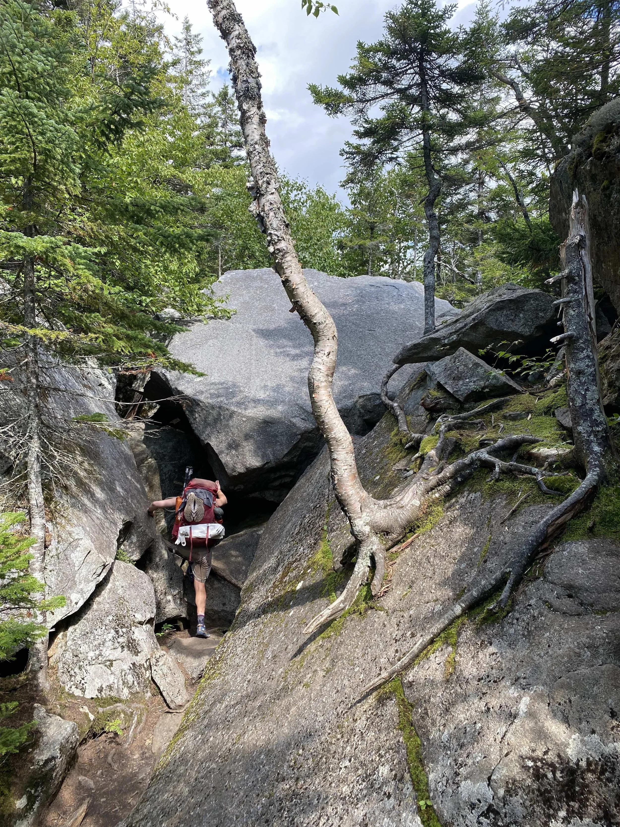 KFC climbing through Mahoosuc Notch.