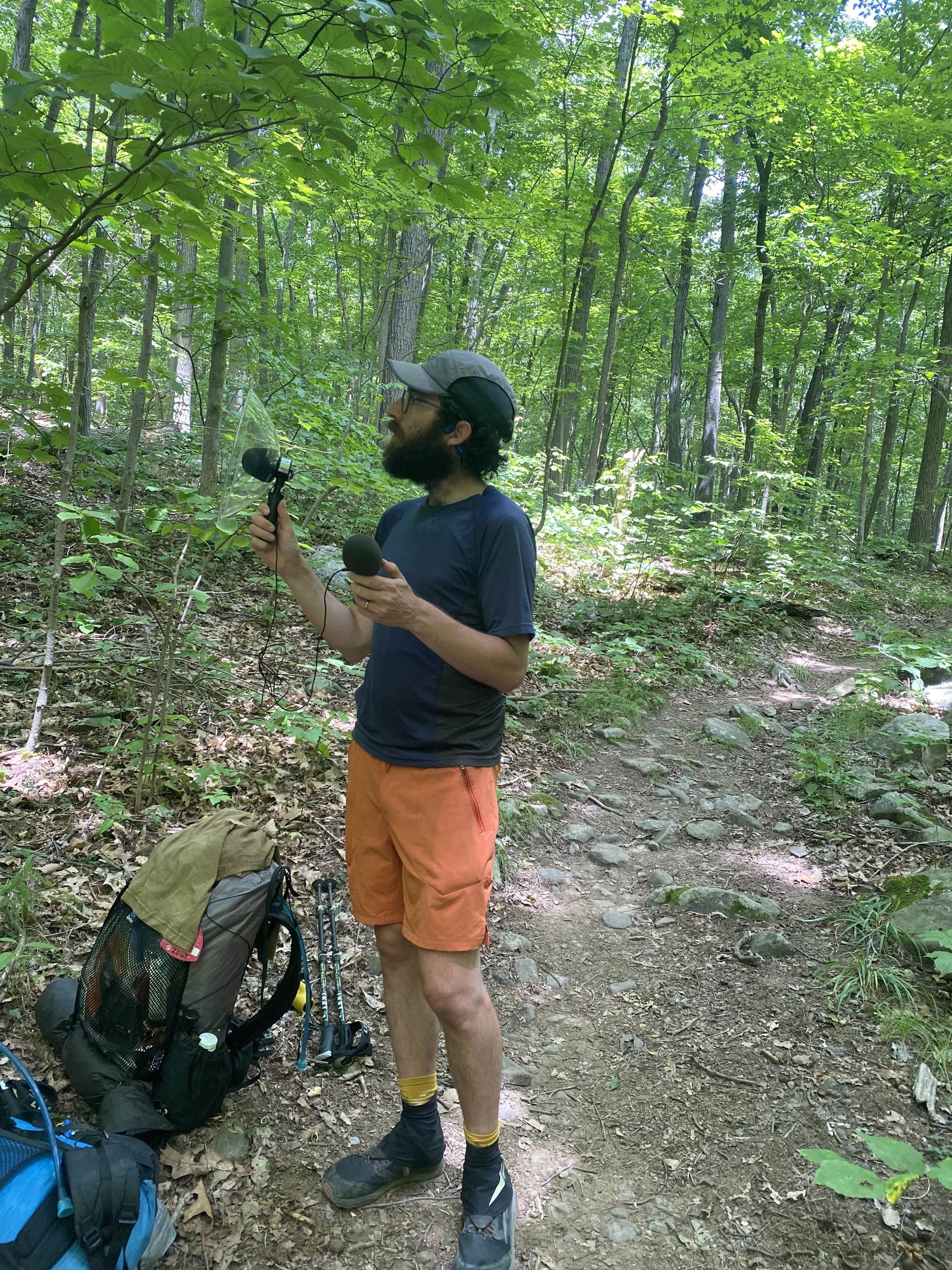 Recording birdsong with the mini parabola.