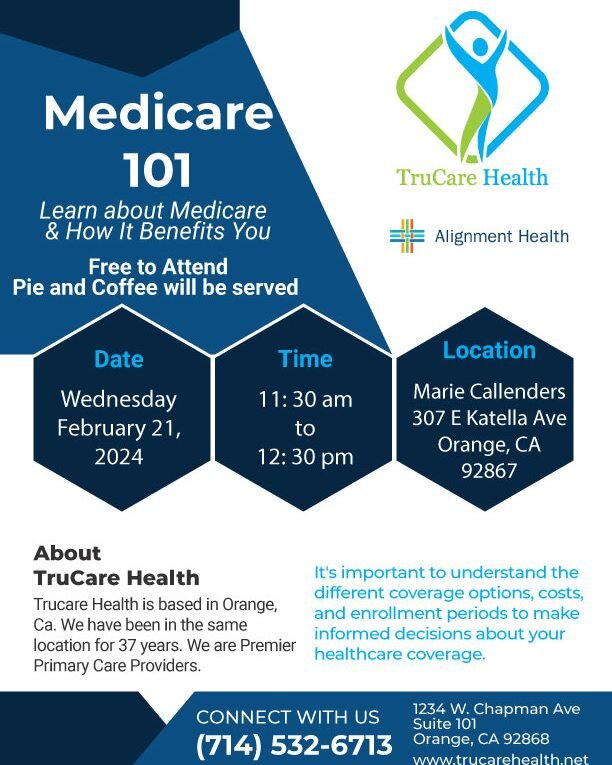 Medicare 101 - Learn about Medicare and How it Benefits you. This is a free event, come by and say hello.

 #trucarehealthclinic #trucarehealth #trucarehealthmedspa #healthy #MedicareForAll #medicareagent #MedicareTips #Medicare101 #medicare #Medicar