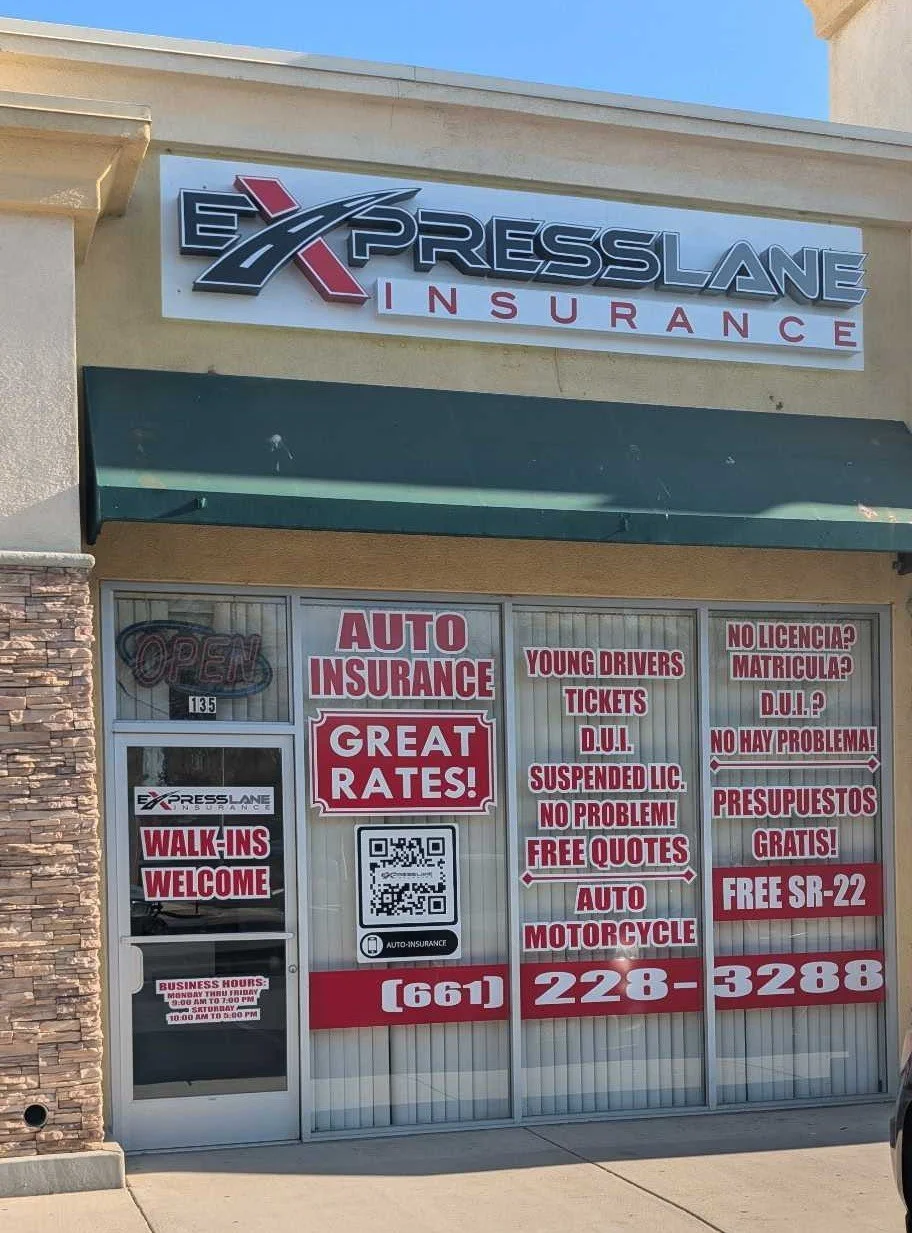 Express Lane Insurance office at 830 W Ave L, Suite 135 in Lancaster, CA, up the street from the DMV