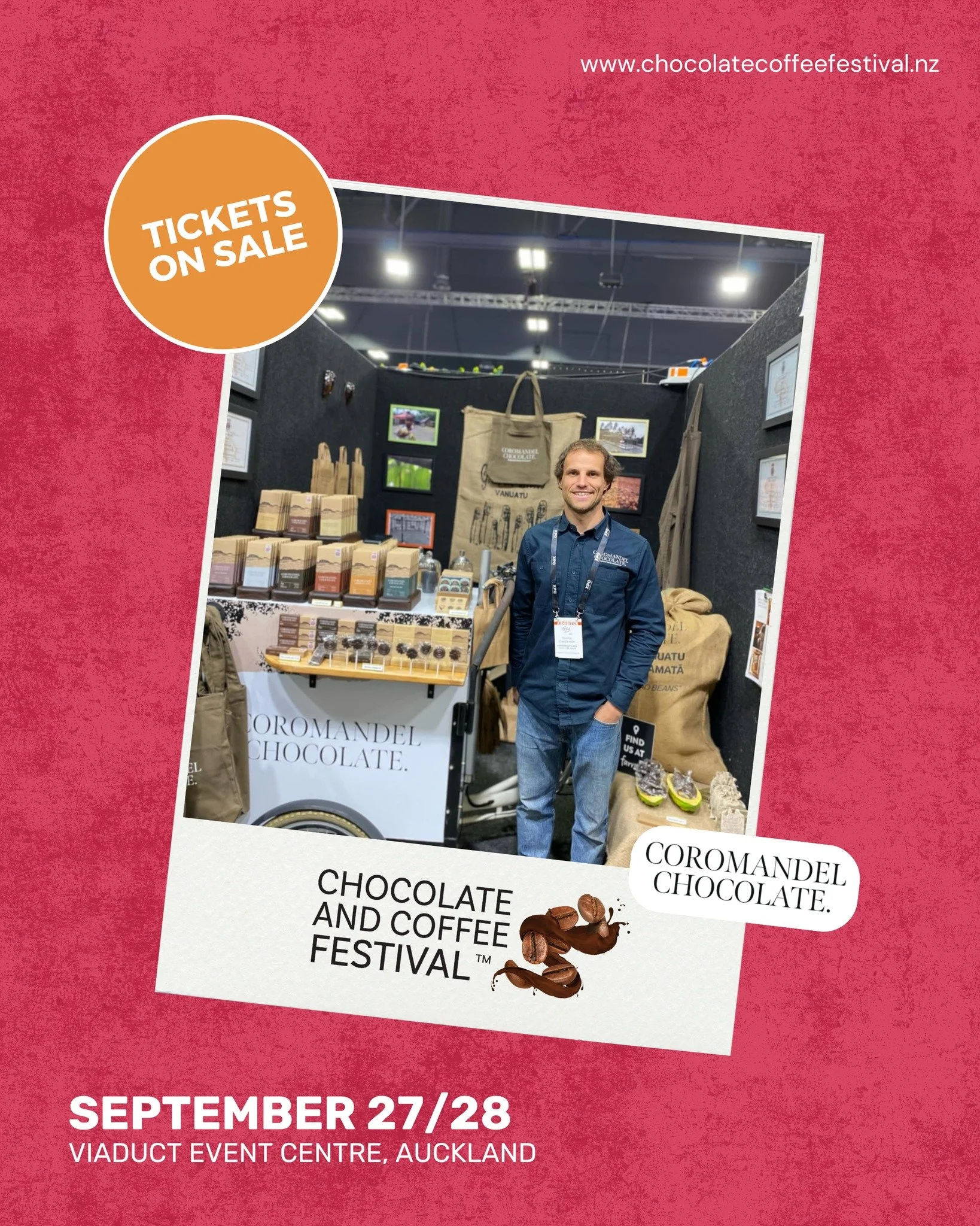 βπ«β¨ This weekend’s lineup is looking π₯
Say hello to The Coffee Tote, Coromandel Chocolate, and Wayne Raven at the NZ Chocolate & Coffee Festival!
#WayneRaven
@the_coffeetote 
@coromandelchocolate
ποΈ Tickets are available! Grab yours n