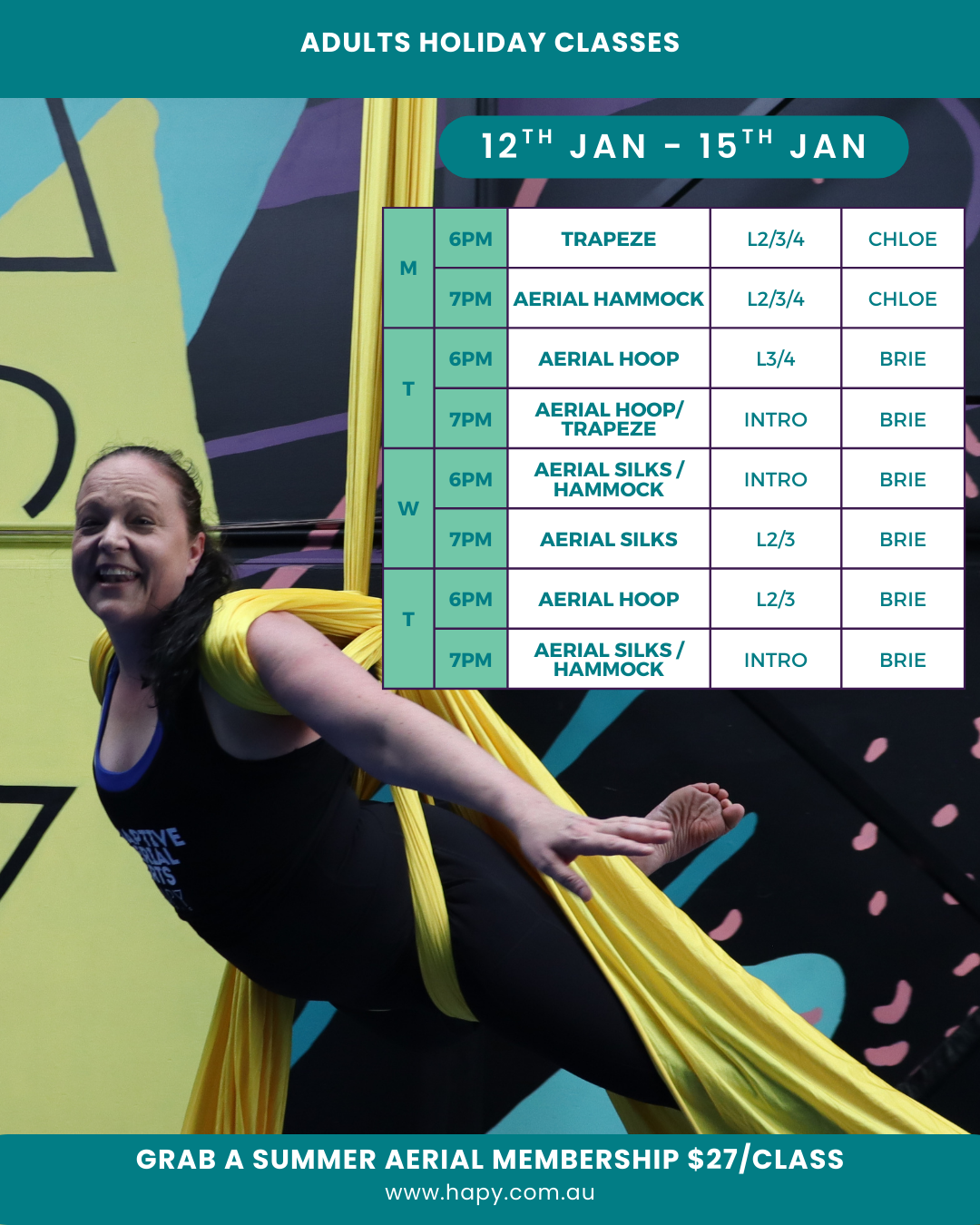 Adults Holiday Classes -12 Jan - 15 Jan
