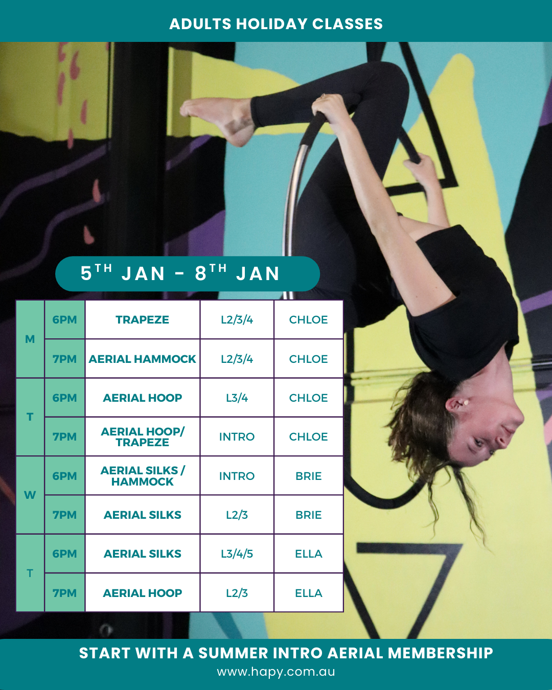 Adults Holiday Classes - 5 Jan - 8 Jan