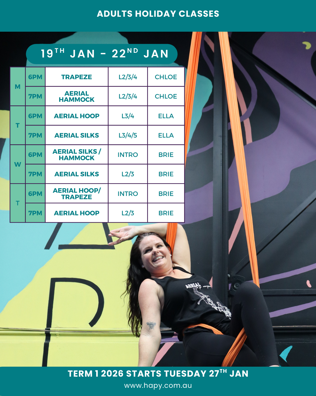 Adults Holiday Classes -19 Jan - 22 Jan