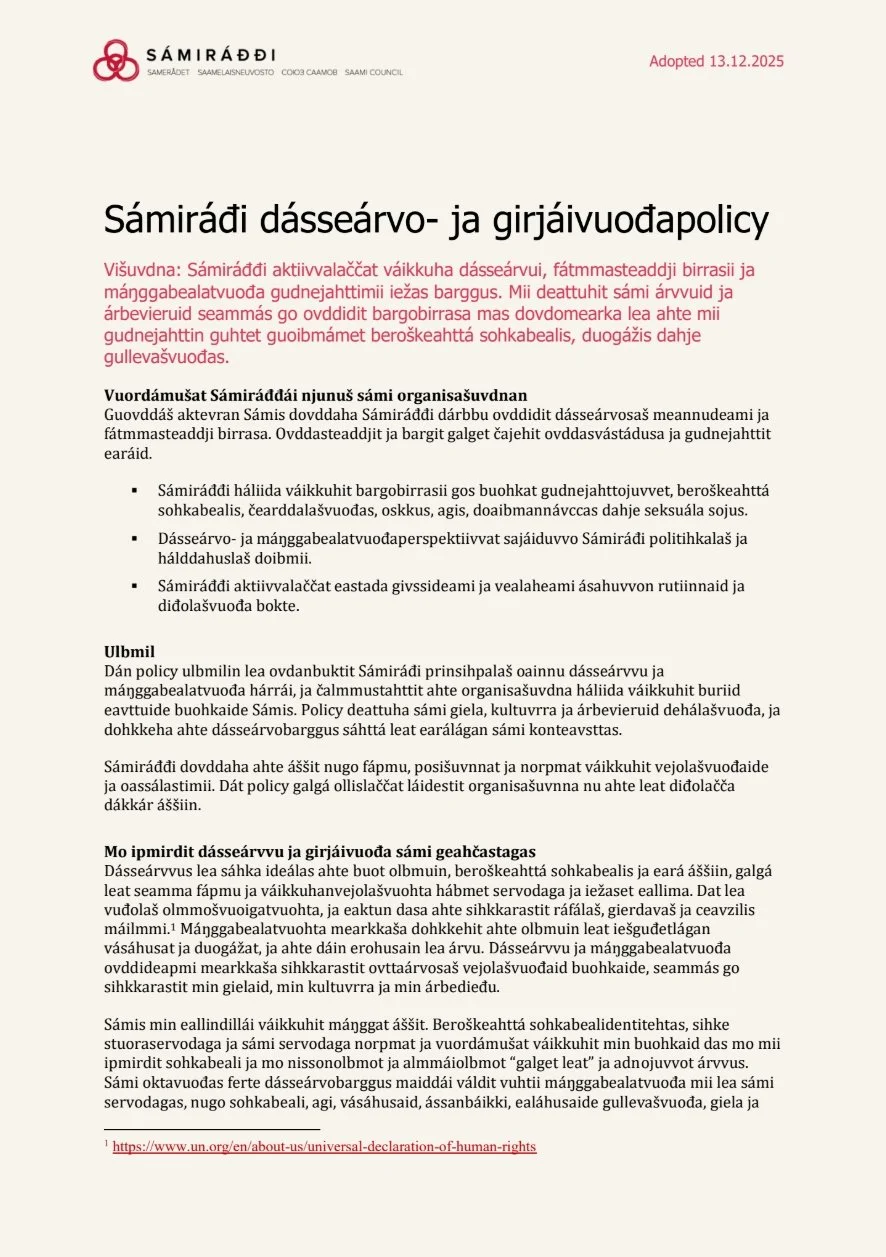 Sámiráđi dásseárvo- ja girjáivuođapolicy SÁ