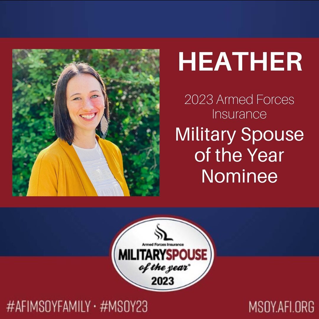 *Voting is open!*

I am so honored to be nominated for the 2023 AFI Military Spouse of the Year. It&rsquo;s a truly remarkable program. 

I would so appreciate your votes. You can vote once per day from Feb 6-10 and you don&rsquo;t have to be militar