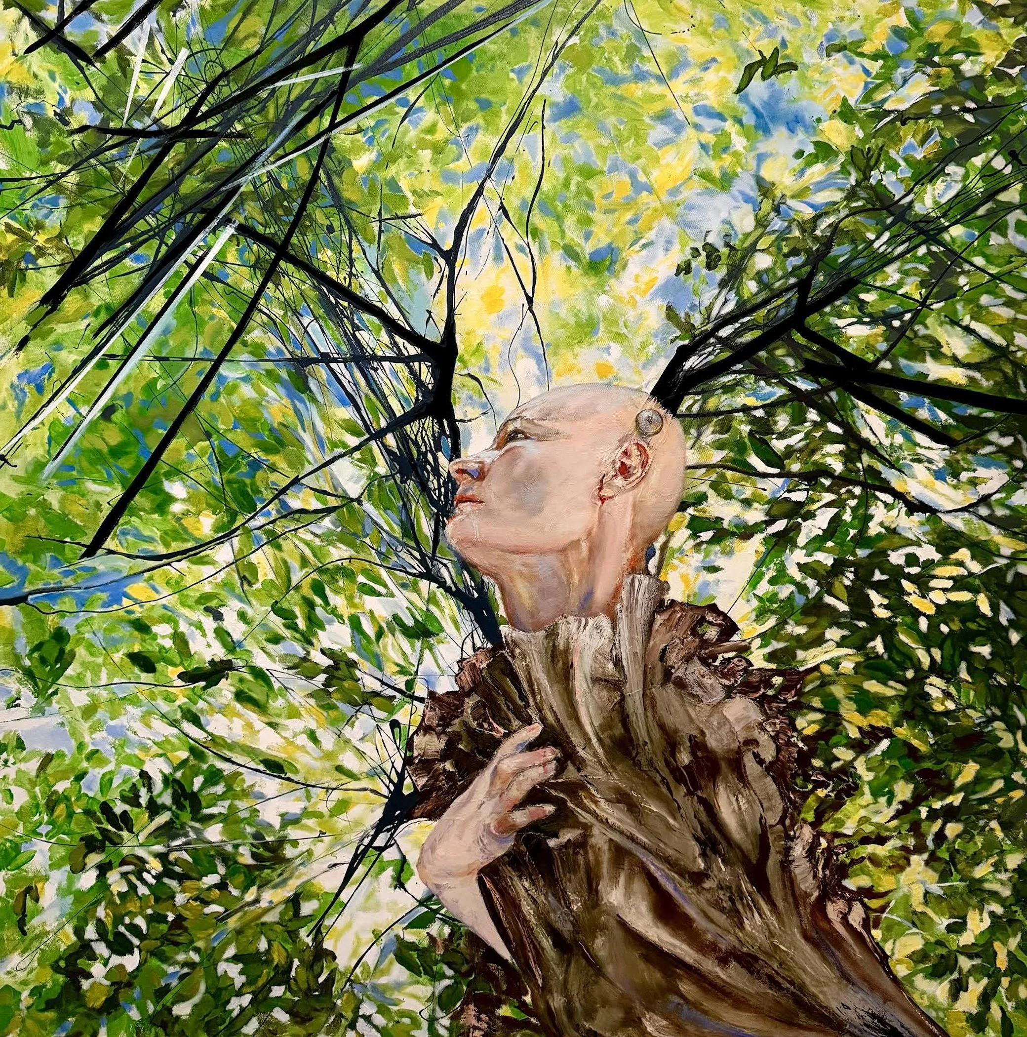 transhumanism oil painting human transformation artificial intelligence monica hilario