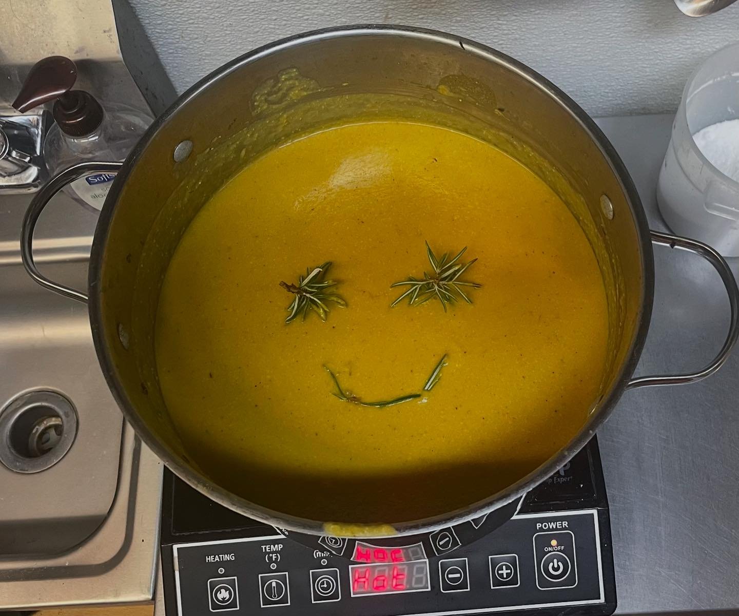Happy Saturday everybody!! Cashew Butternut Squash soup on the menu today. And if you haven&rsquo;t tried a piece of our potato and bacon frittata yet you&rsquo;re in for a real treat. See you soon. #frittata #butternutsquashsoup