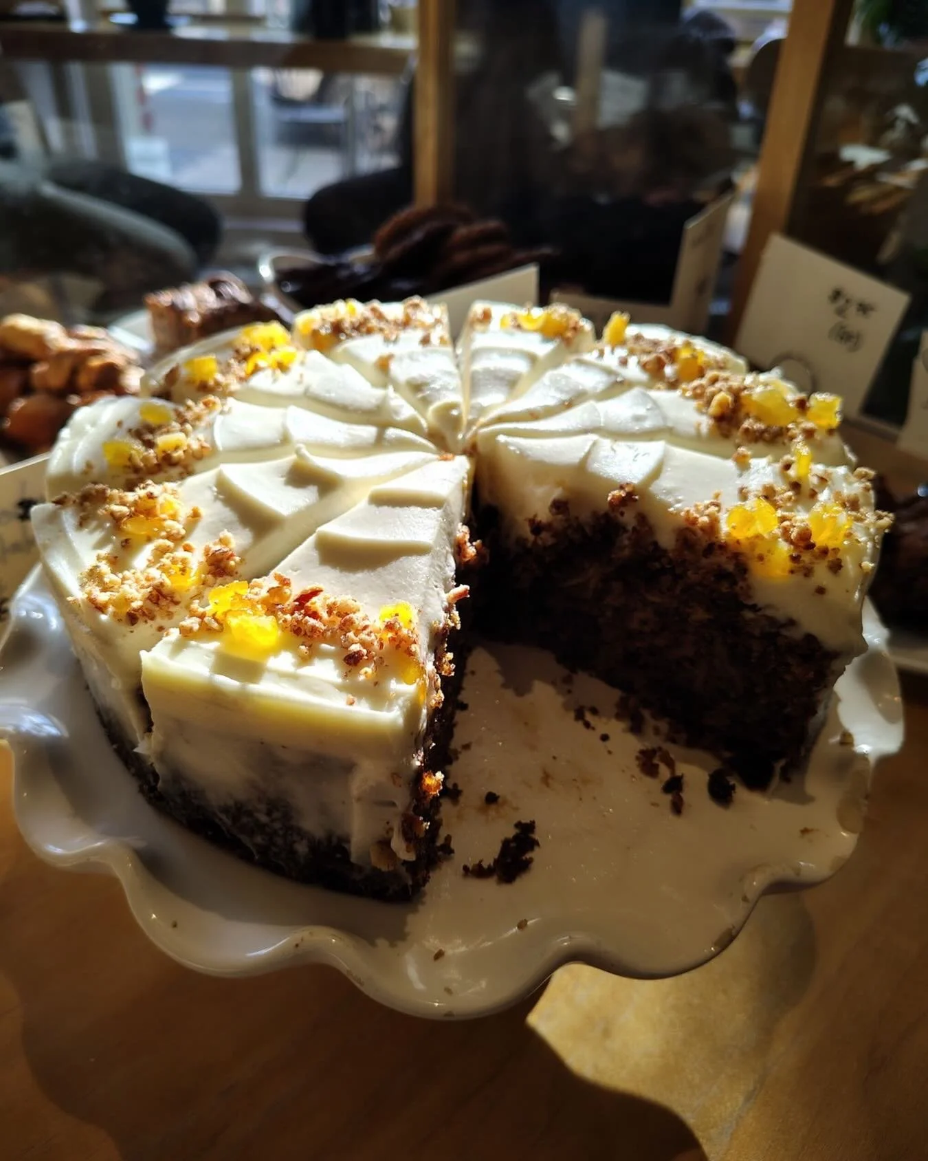 Parsnip Pecan cake with cream cheese frosting will set you up for success. While supplies last. #parsnipcake