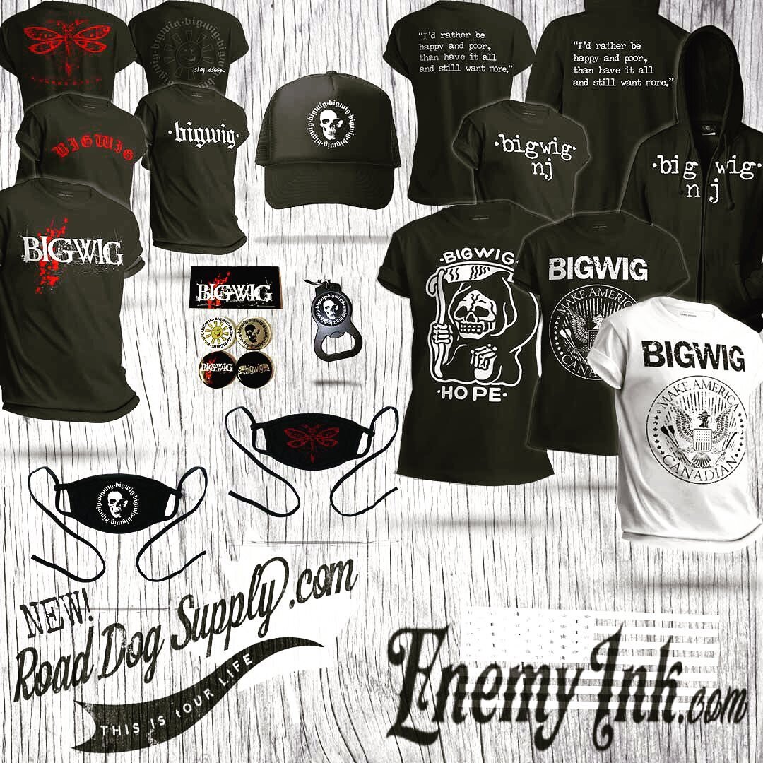 Missing out on your annual wardrobe update? Bigwig Merch now available in Canada at roaddogsupply and at enemyink in the states! 👌🏻 #thisistourlife #tourlife #bigwignj #bigwig #bestbandmerch #bandmerch #bandmerchandise #punkrock #ernieball #punkban