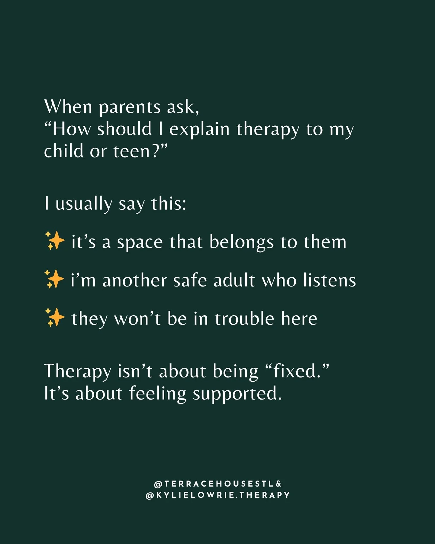 When I meet with parents, this is one of the most common questions I hear is &ldquo;What do I even say to my child about therapy?&rdquo;

I usually encourage parents to keep it simple, honest, and age-appropriate, especially with teens, who can feel 