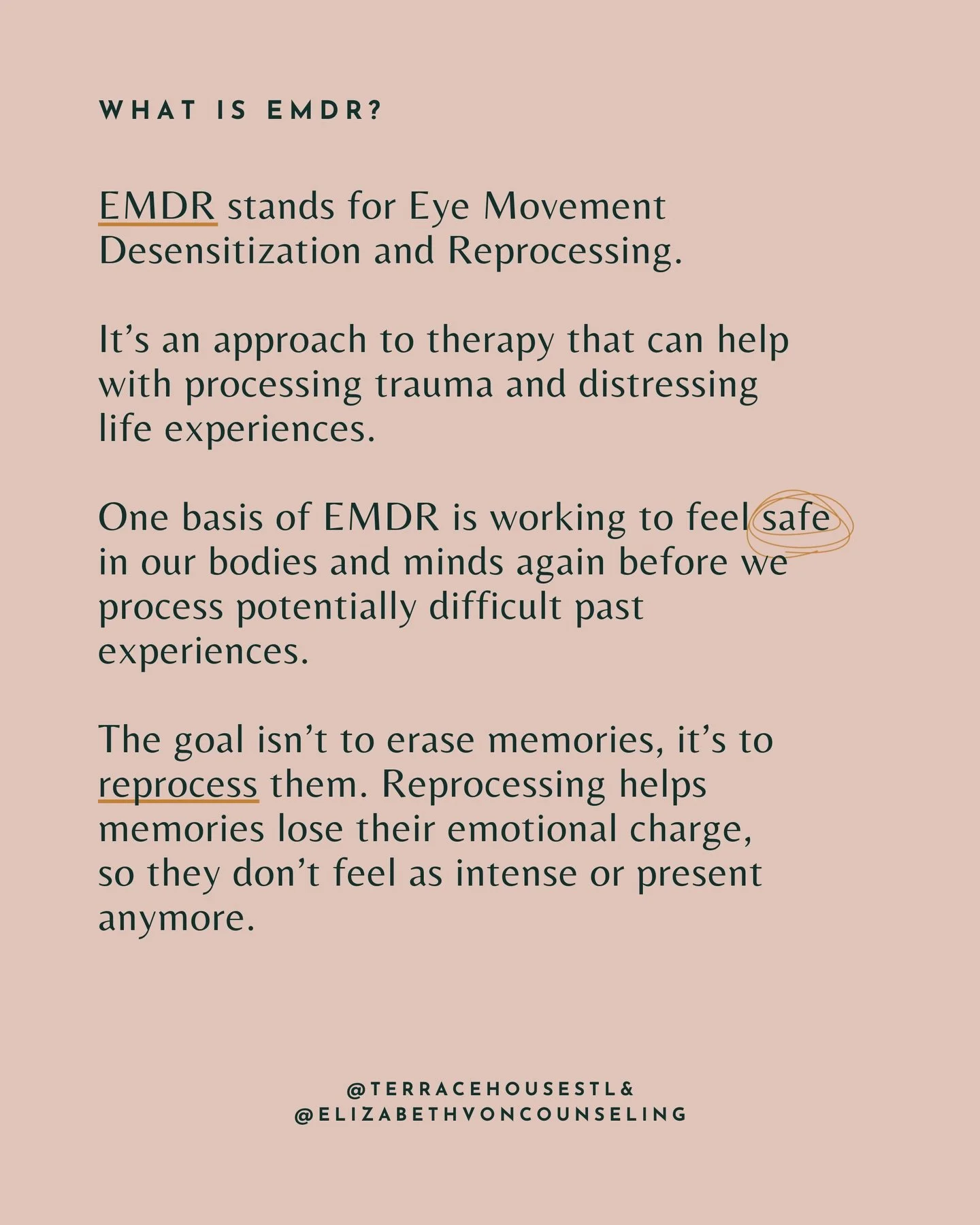 EMDR can sound intimidating at first. But at its core, it&rsquo;s about helping your brain do what it&rsquo;s naturally designed to do: heal, integrate, and move forward, at your pace. 

- Liz ✨