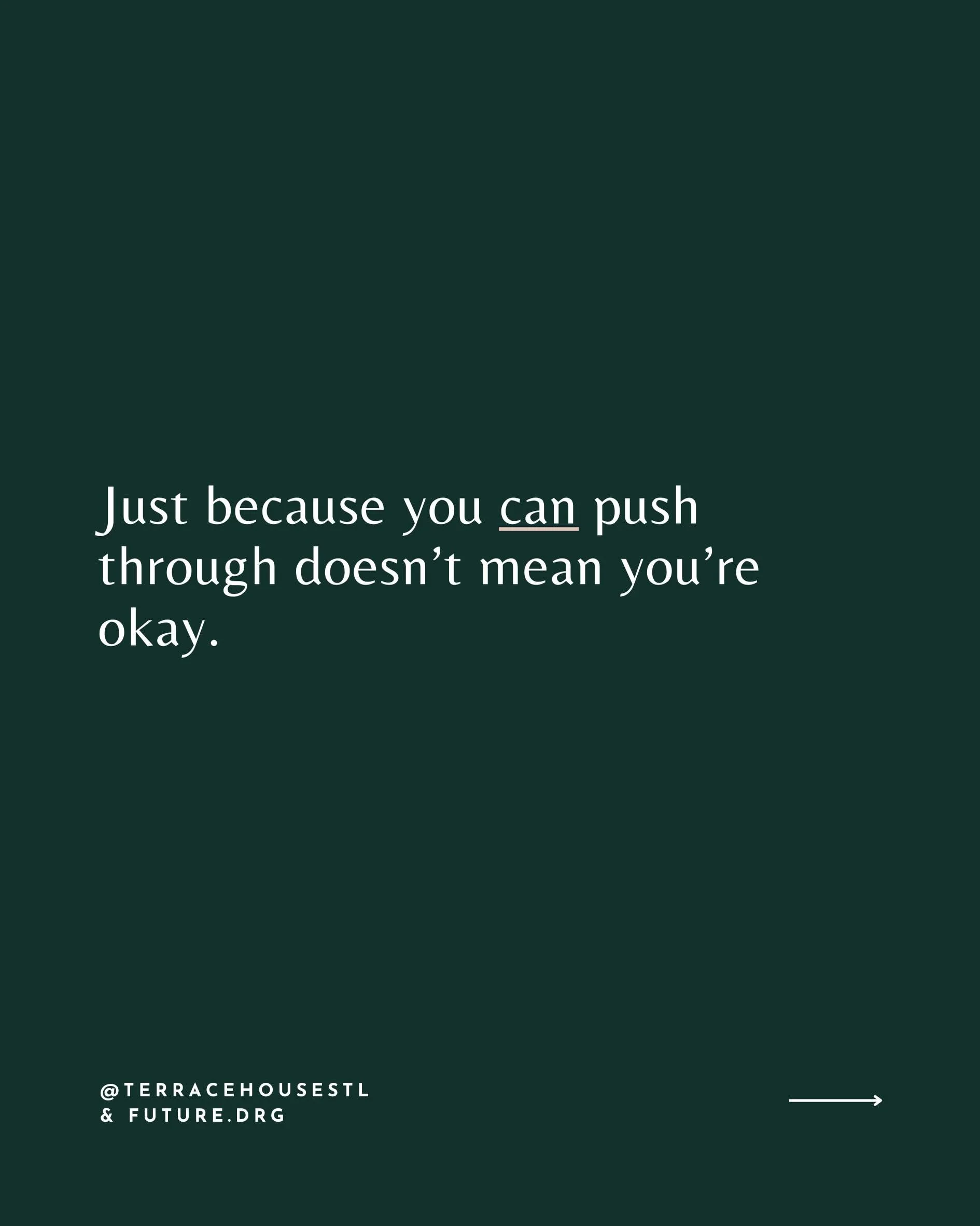 A lot of people learned to keep going no matter how they were feeling. And yes, this may help you survive, but it gives very little room to process. There&rsquo;s a difference between pushing through and being okay. 

- Ambra ✨