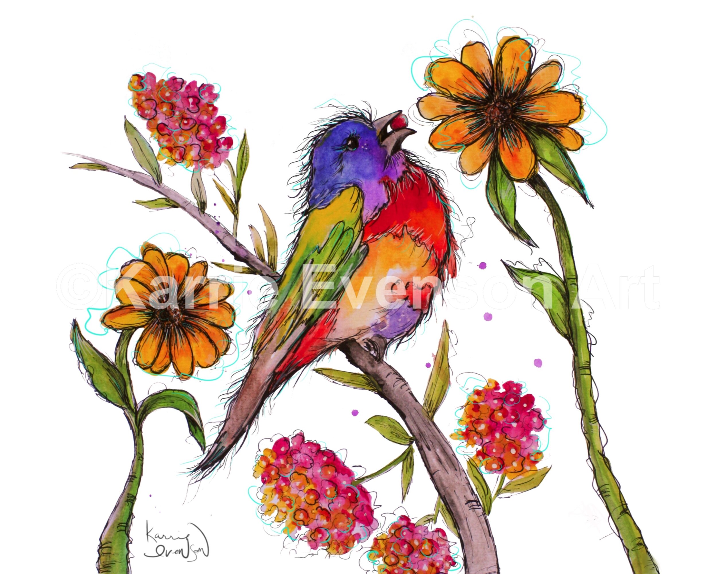 painted bunting with flowers.jpg
