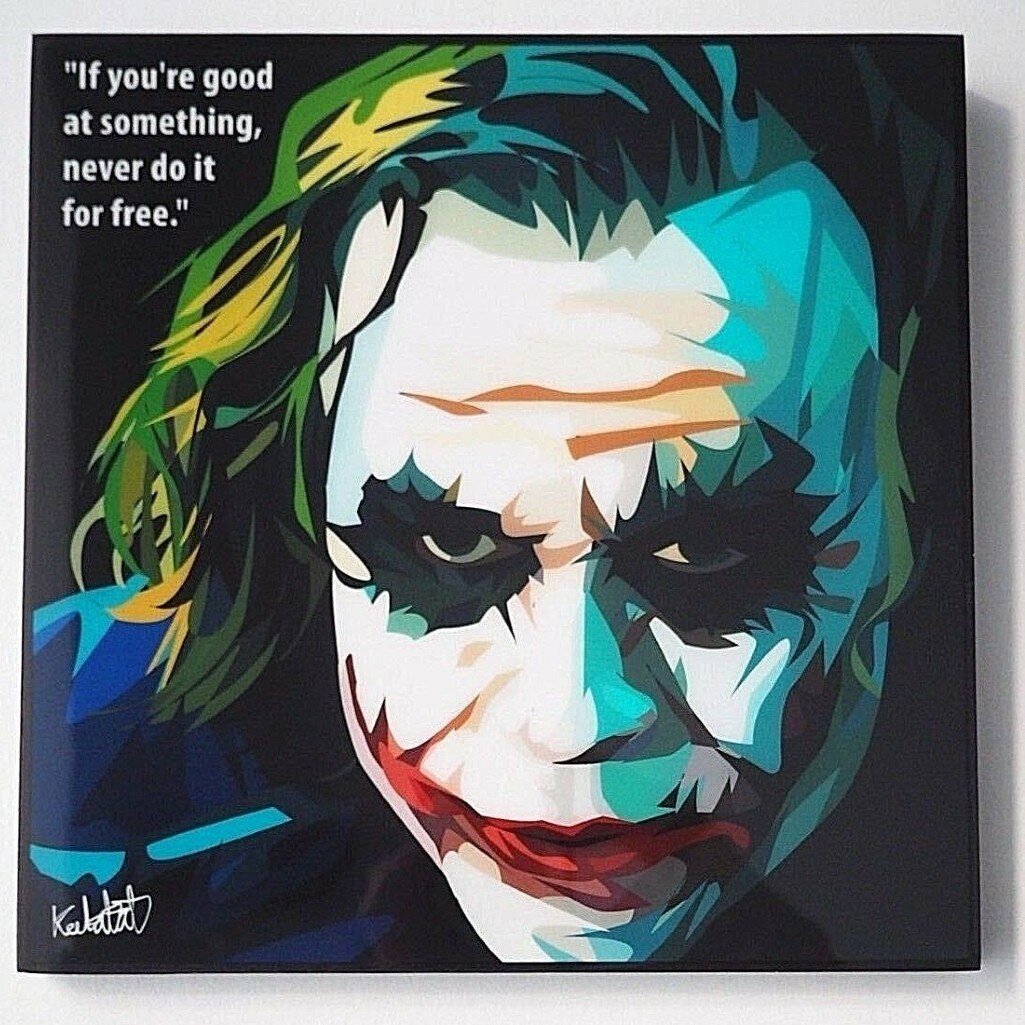 JOKER Poster Canvas Heath Ledger Batman Dark Knight Movie Movie Art Print 