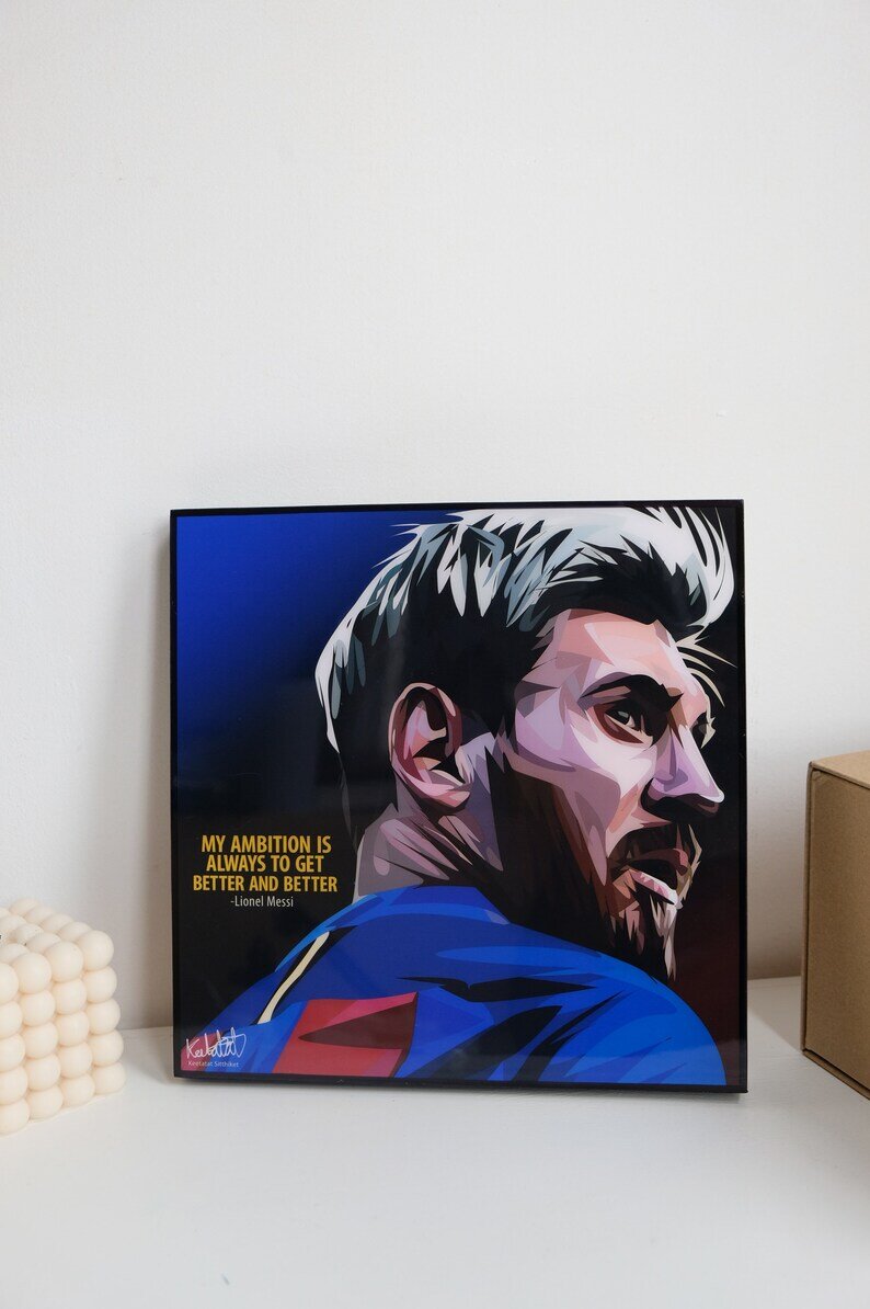 Lionel Messi Barcelona Football Legend Pop Art / Football Wall Art / Collectable Sports Wall Art / Motivational Quote Wall Art — COP THAT Lionel Messi Barcelona Football Legend Pop Art / Football Wall Art / Collectable Sports Wall Art / Motivational Quote Wall Art — COP THAT