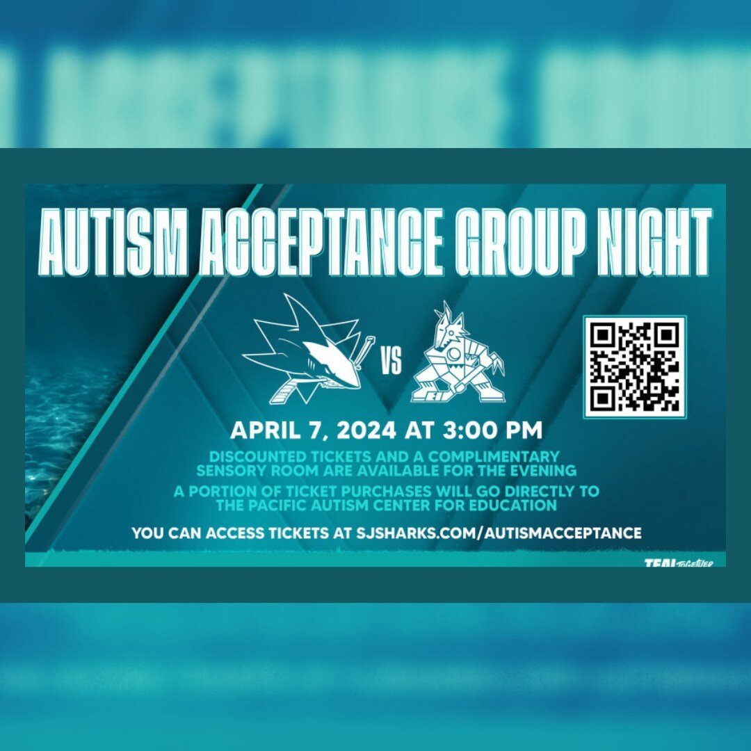 Hockey fans take note - there's still time to buy your tickets for Autism Acceptance Group Night with the San Jose Sharks! The event features sensory kits and a one-night sensory viewing room.

#autismacceptancemonth #disabilityinclusion #gosharks #n