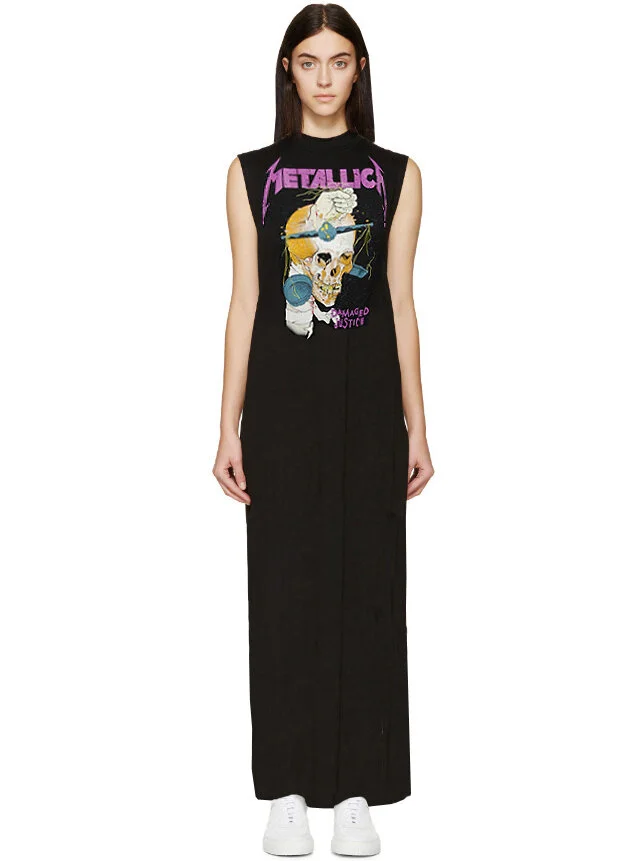 Damaged Justice Metallica Mock Neck T-Shirt Maxi Dress