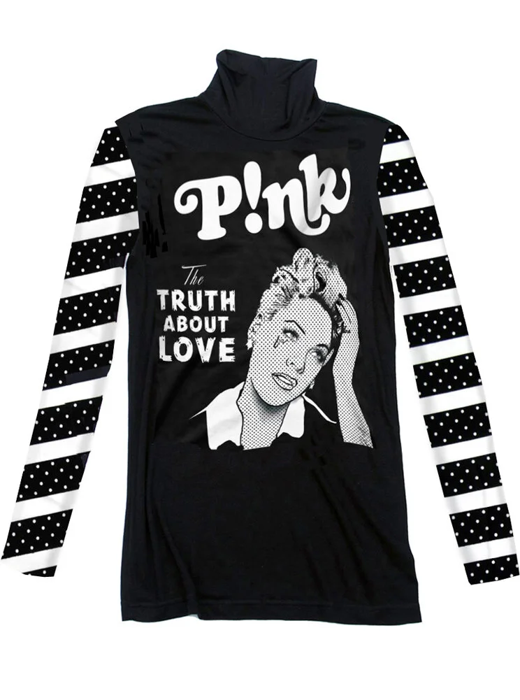 P!nk Truth About Love Pop Art Turtleneck Sweater