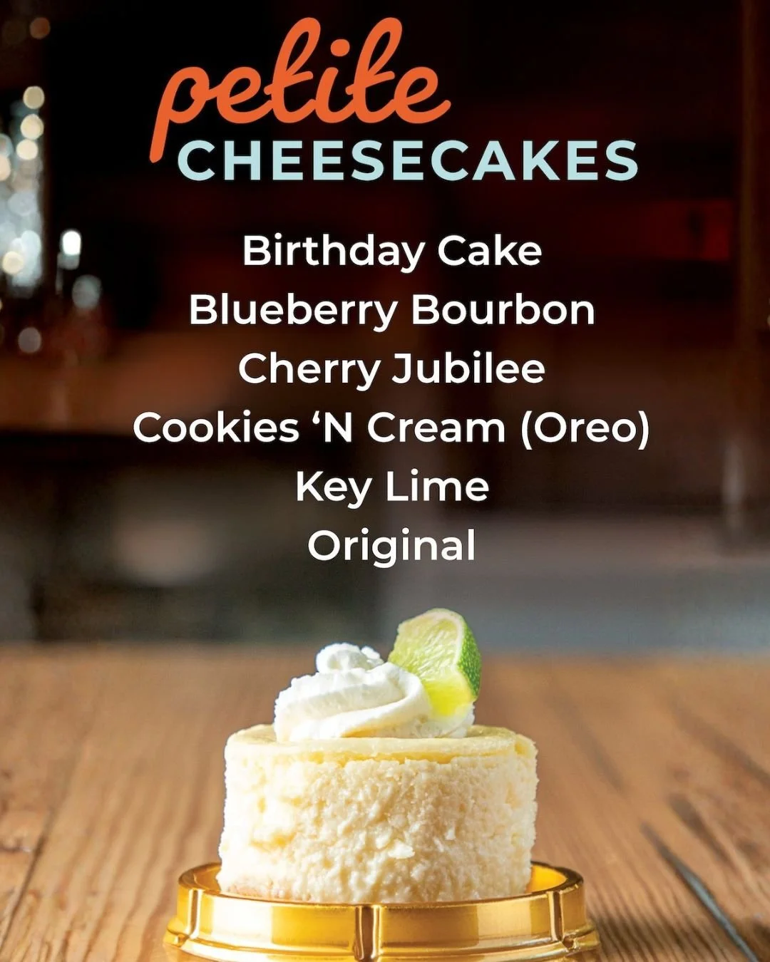 NEW MONTH, NEW FLAVORS 🍰✨

It's Women's History Month, and we're proud to be a woman-owned, Black-owned business spreading joy one cheesecake at a time.

PETITES:
🎂 Birthday Cake
🍇 Blueberry Bourbon
🍒 Cherry Jubilee
🍪 Cookies 'N Cream
🍋 Key Lim