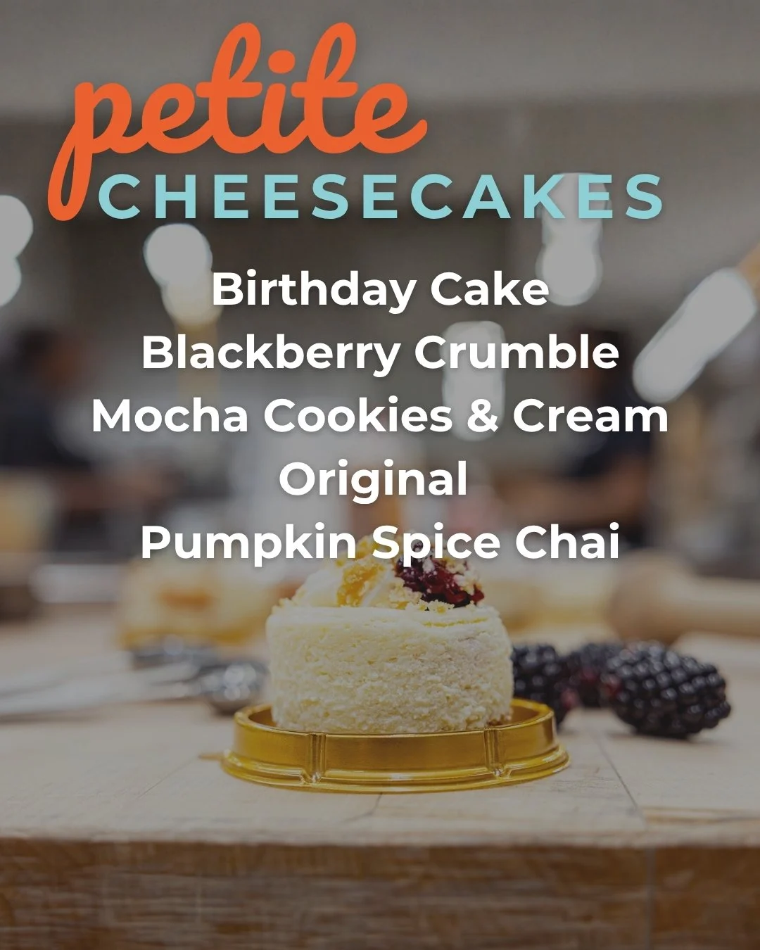 September is looking SWEET. Here's the lineup. 🍂🍰

PETITES:
🎂 Birthday Cake
🫐 Blackberry Crumble
☕ Mocha Cookies &amp; Cream
🍰 Original
🎃 Pumpkin Spice Chai

SLICES:
🍌 Banana Pudding
🍪 Cookie Dough
🎉 Funfetti
🧈 Gooey Butter Cake
🍰 Original