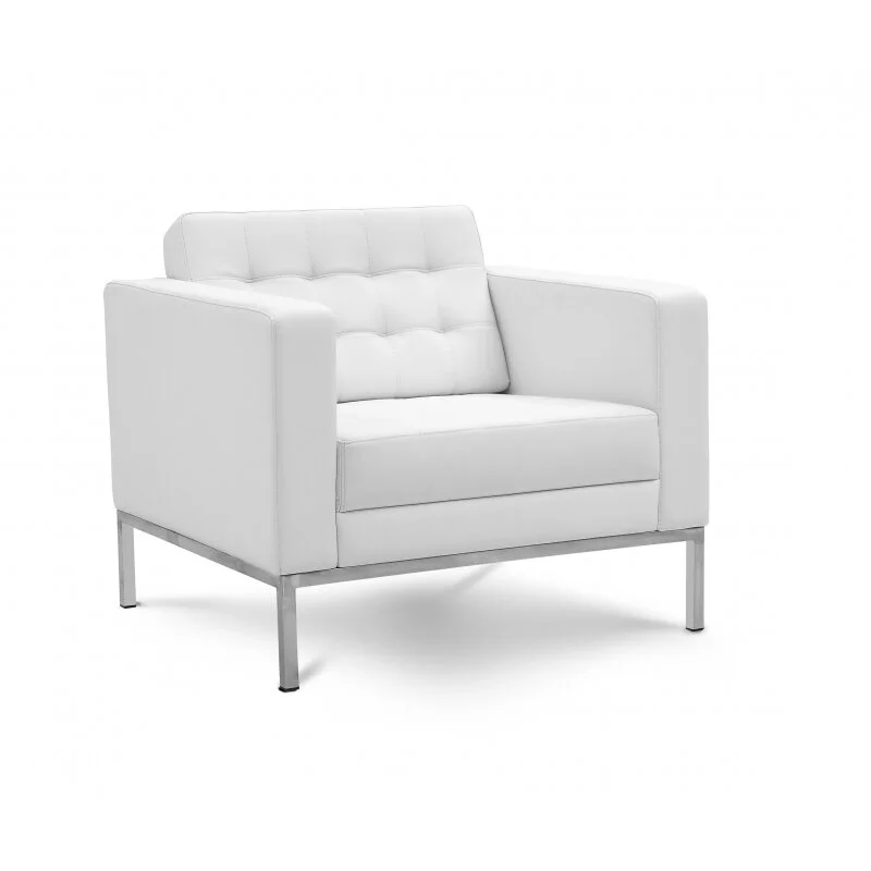 Piazza White Leather Lounge Chair
