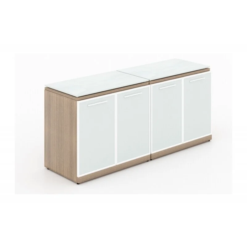 Potenza Deluxe Wall-Mounted Hutch with Floating Glass Top