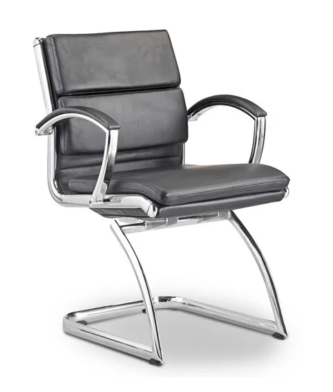 Livello Leather Guest Chair in Black