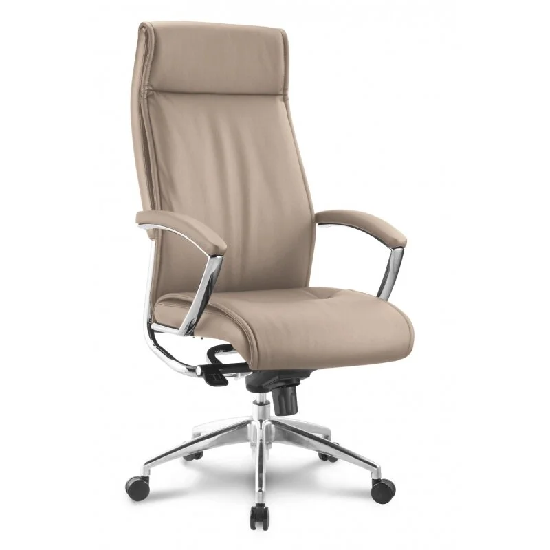 Alto High Back Leather Executive Chair in  Sand (Chrome Arms)