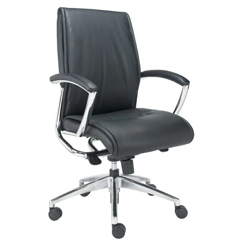 Alto Mid-Back Leather Executive Chair in Black (Chrome Arms)