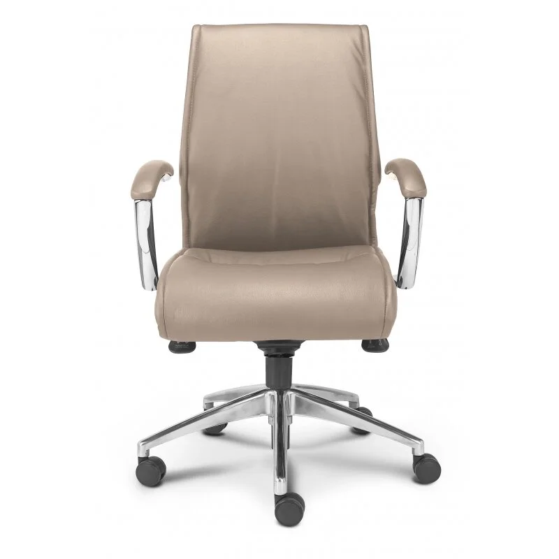 Alto Mid-Back Leather Executive Chair in Sand (Chrome Arms)