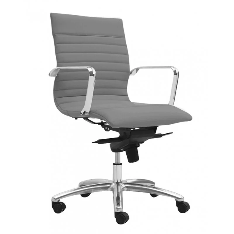 Zetti Mid-Back Leather Executive Chair in Grey