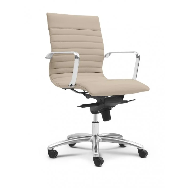 Zetti Mid-Back Leather Executive Chair in Sand