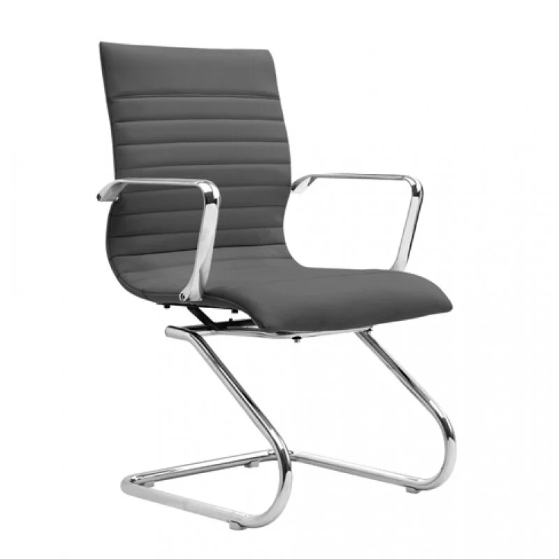 Zetti Visitor Leather Chair in Grey