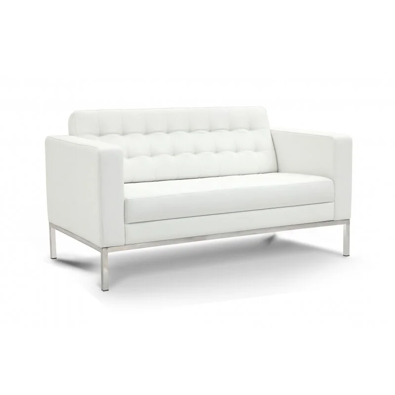 Piazza Leather Loveseat in White