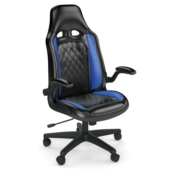 Blue Striker High Back Gaming Chair with Black Frame