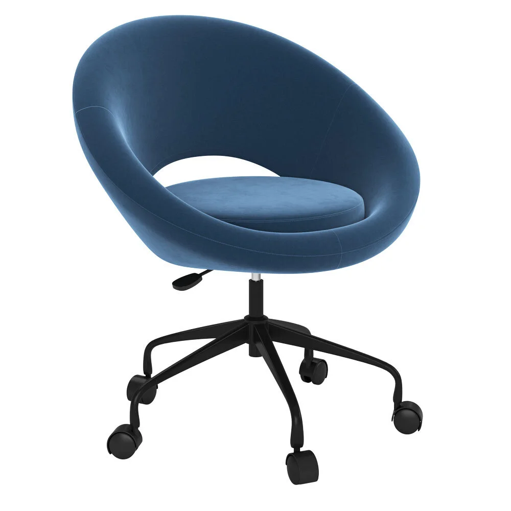 Scoop Mid-Century Modern Chair with Five Star Base in Blue