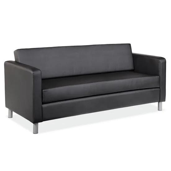 Define Contemporary Sofa in Black Leather-Soft Vinyl