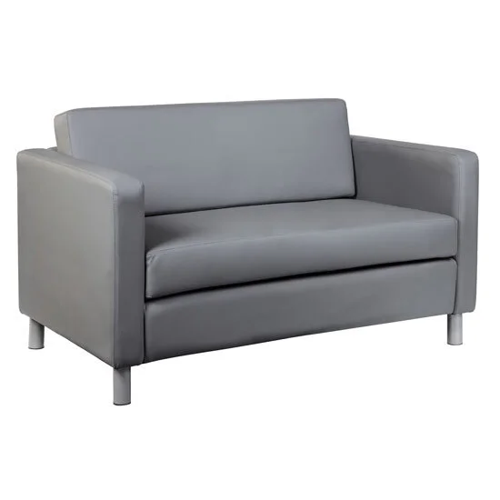 Define Contemporary Loveseat in Gray Leather-Soft Vinyl