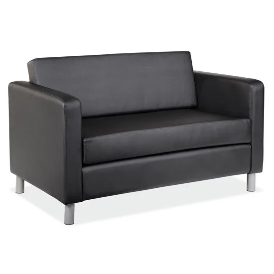 Define Loveseat in Black Leather-Soft Vinyl