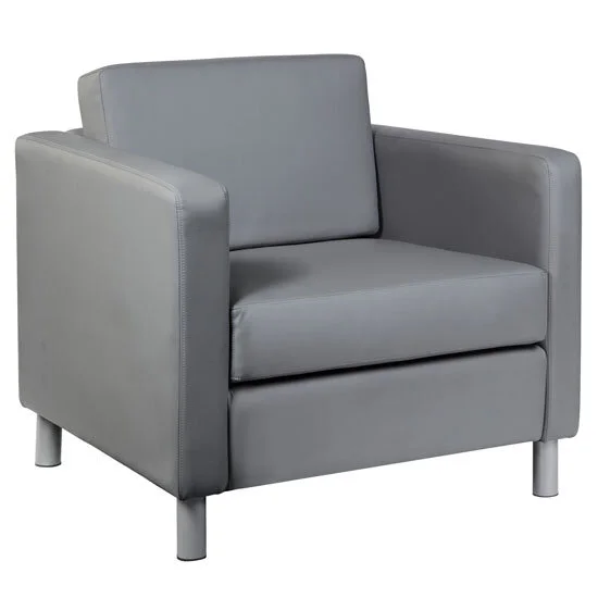 Define Contemporary Club Chair in Gray Leather-Soft Vinyl