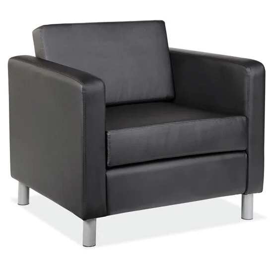 Define Contemporary Club Chair in Black Leather-Soft Vinyl