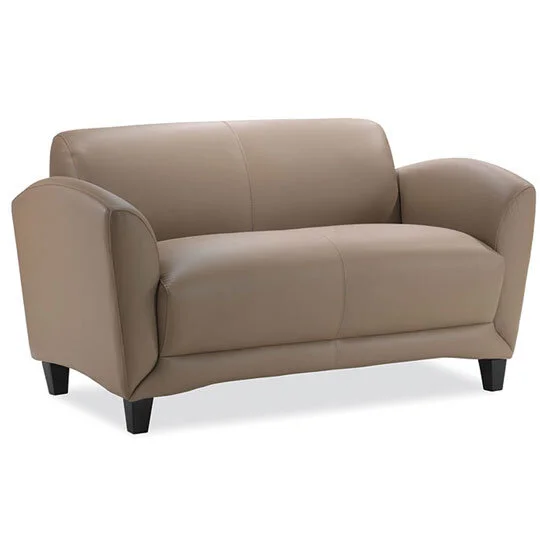 Manhattan Loveseat in Latte Top Grain Leather with Vinyl Match