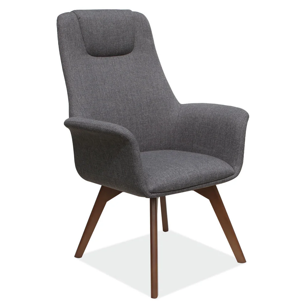 Bolster High Back Chair with Wood Leg Base