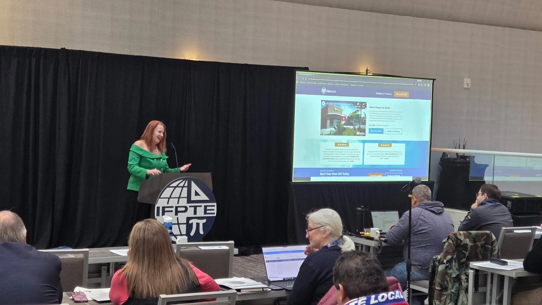 Janet Gerhard, FHE Health Director of Public Affairs, addresses conference attendees