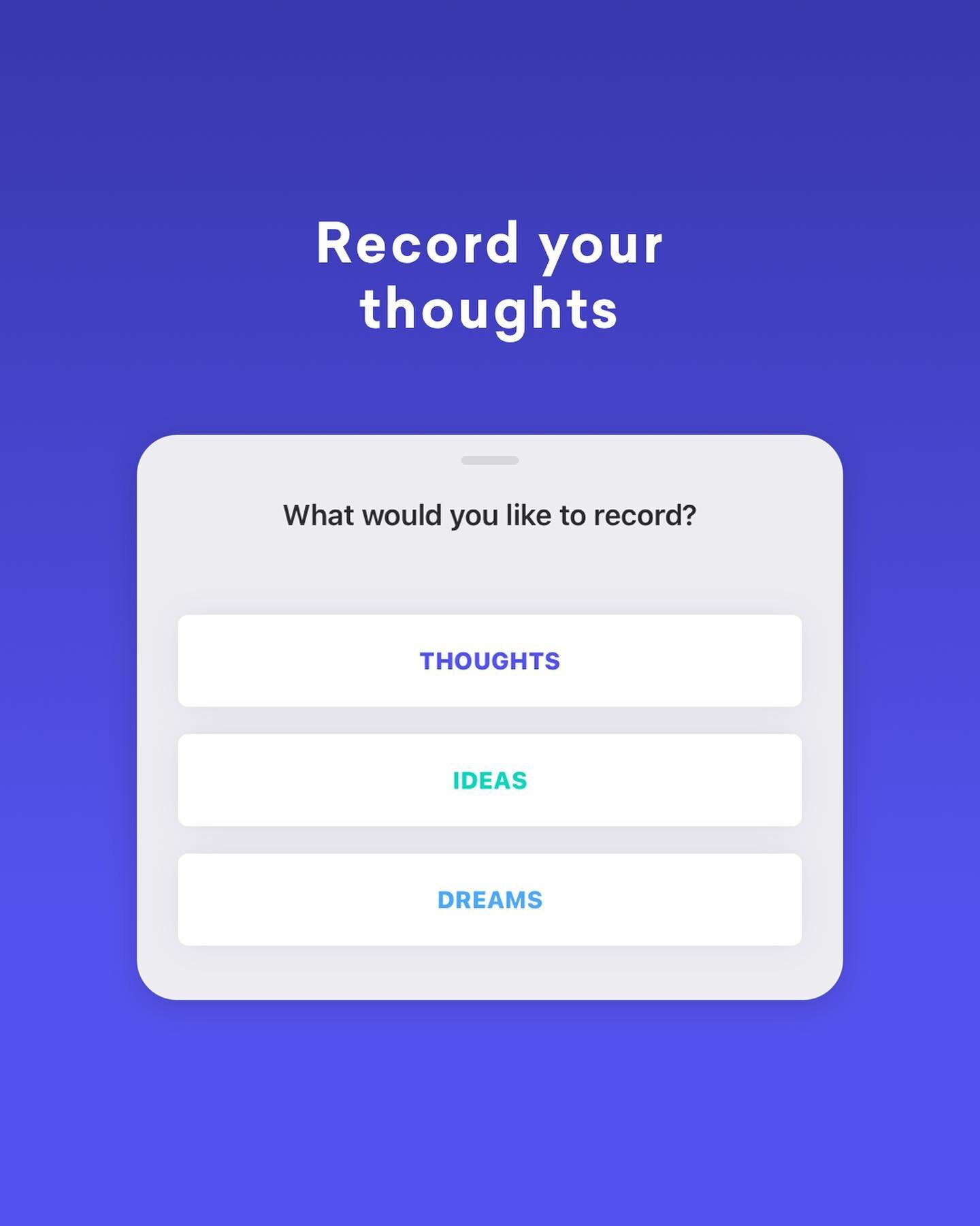 Discover a hidden world of speaking minds ✨

Feature Update: You can now pause and resume your recordings to have more time to gather your thoughts. Get the latest version from the iOS Appstore. 

#think #thinkapp #thinkersth #purple #ios #apps #uiux