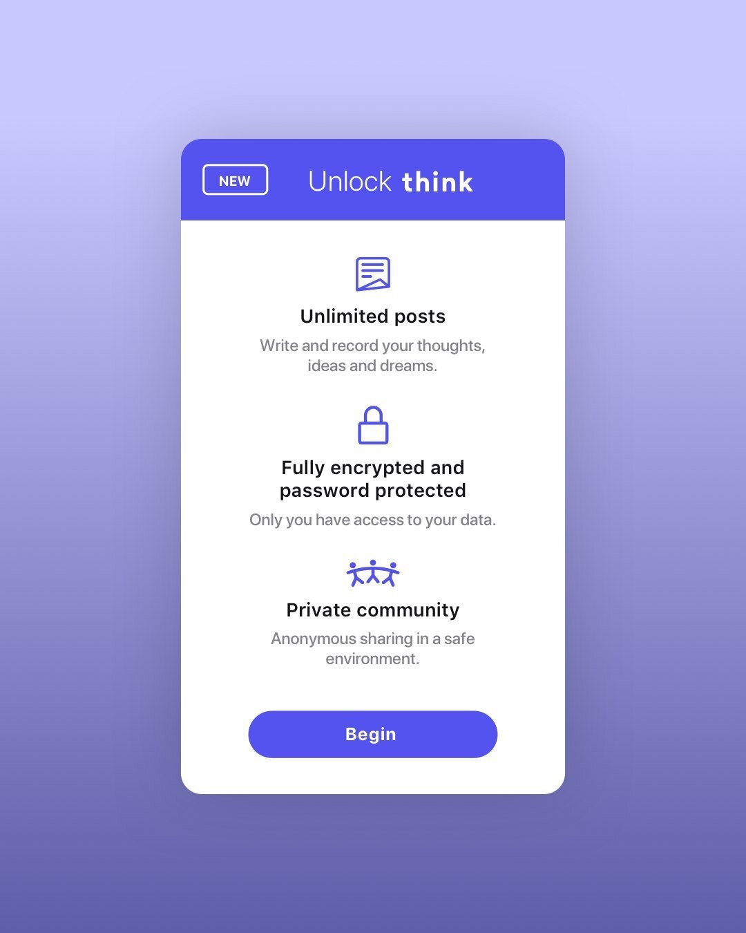 Think is growing! We are rolling out our subscription model for Think. 

You will be able to save and record unlimited posts, set a passcode to the app, select themes, and much more. Current users have a one-year free membership from the time of enro