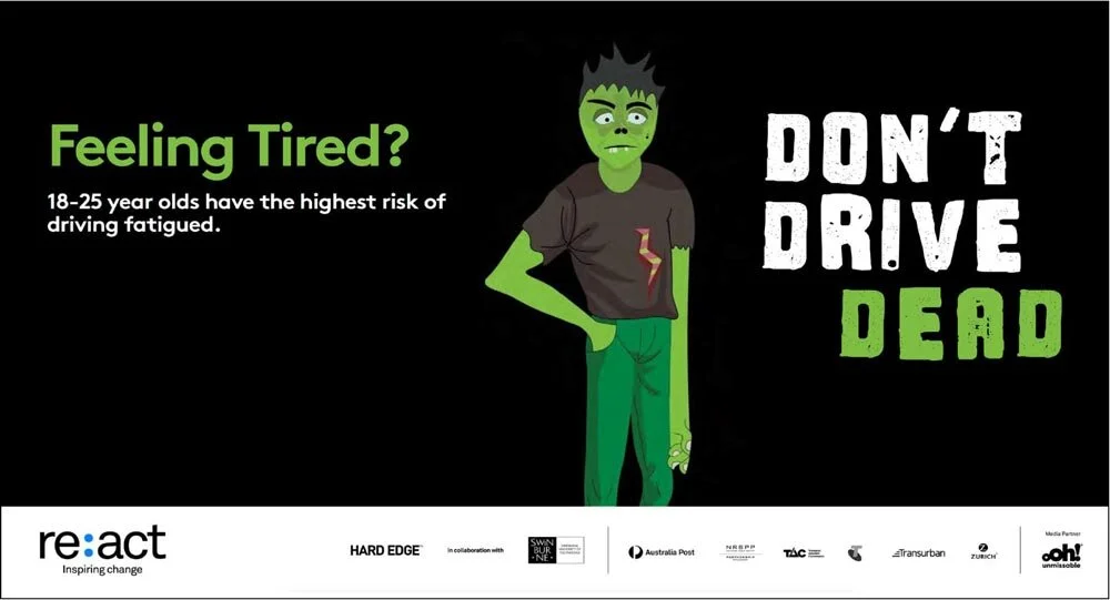 Zombies spread the fatigue road safety message – Re:act 2021 selected Victorian campaign announced.